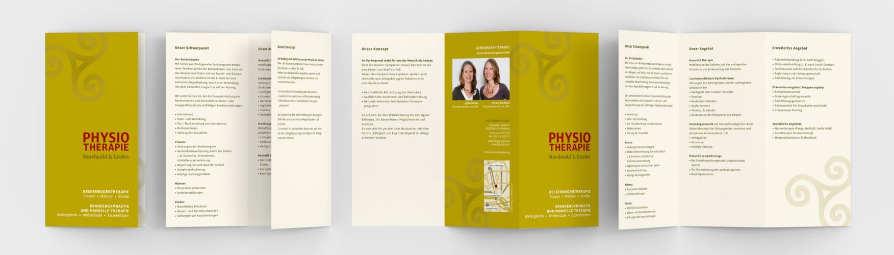 A4. Blank trifold paper brochure mock-up on soft gray background