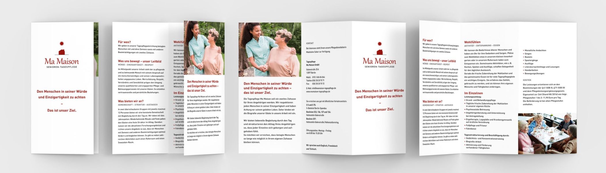 A4. Blank trifold paper brochure mock-up on soft gray background